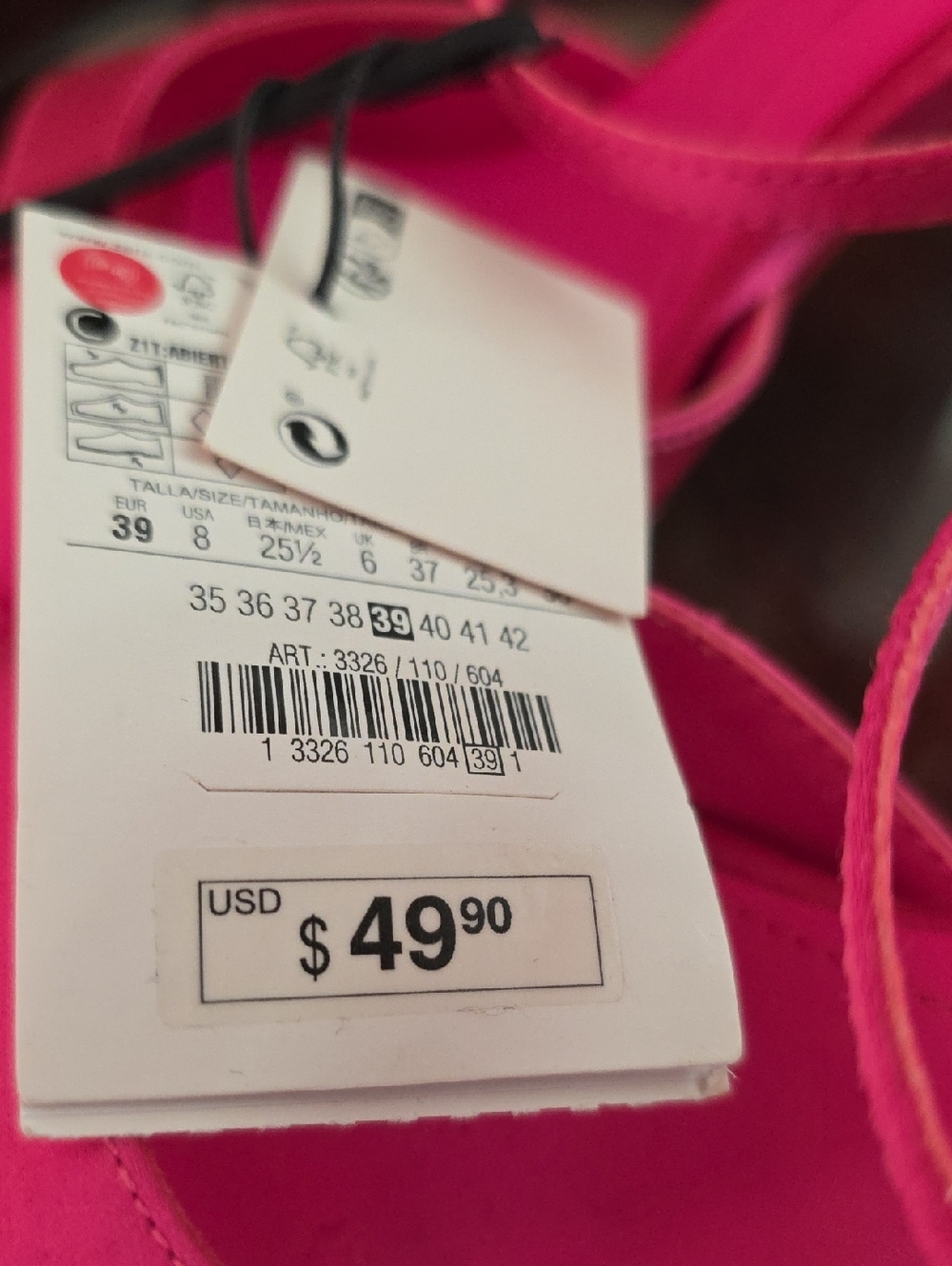 NWT Zara Hot Pink Satin High Heel Sandals - Women Size 8/39 - Picture 4 of 4